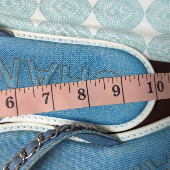 CHANEL CC CHARM DENIM FLIP FLOP WOMEN'S SANDALS - Picture 12 of 13